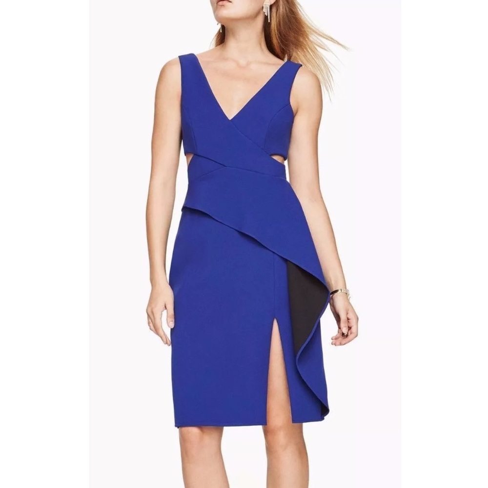 BCBG MaxAzria Royal Blue Cut-out Peplum Dress